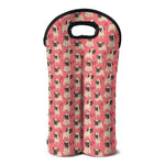 Love Pug Pattern Print Double Neoprene Wine Tote