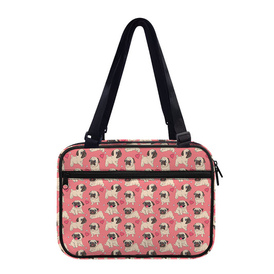 Love Pug Pattern Print Double Strap Bible Bag