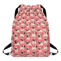 Love Pug Pattern Print Drawstring Backpack
