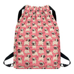 Love Pug Pattern Print Drawstring Backpack