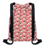 Love Pug Pattern Print Drawstring Backpack