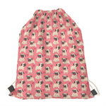 Love Pug Pattern Print Drawstring Bag