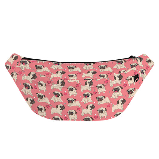 Love Pug Pattern Print Fanny Pack
