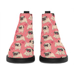 Love Pug Pattern Print Flat Ankle Boots