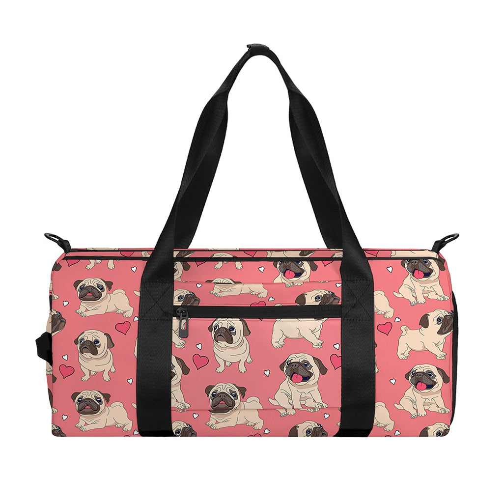 Love Pug Pattern Print Gym Bag