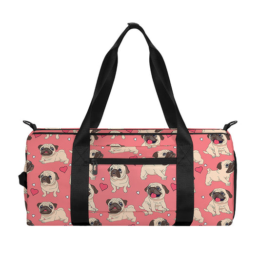 Love Pug Pattern Print Gym Bag