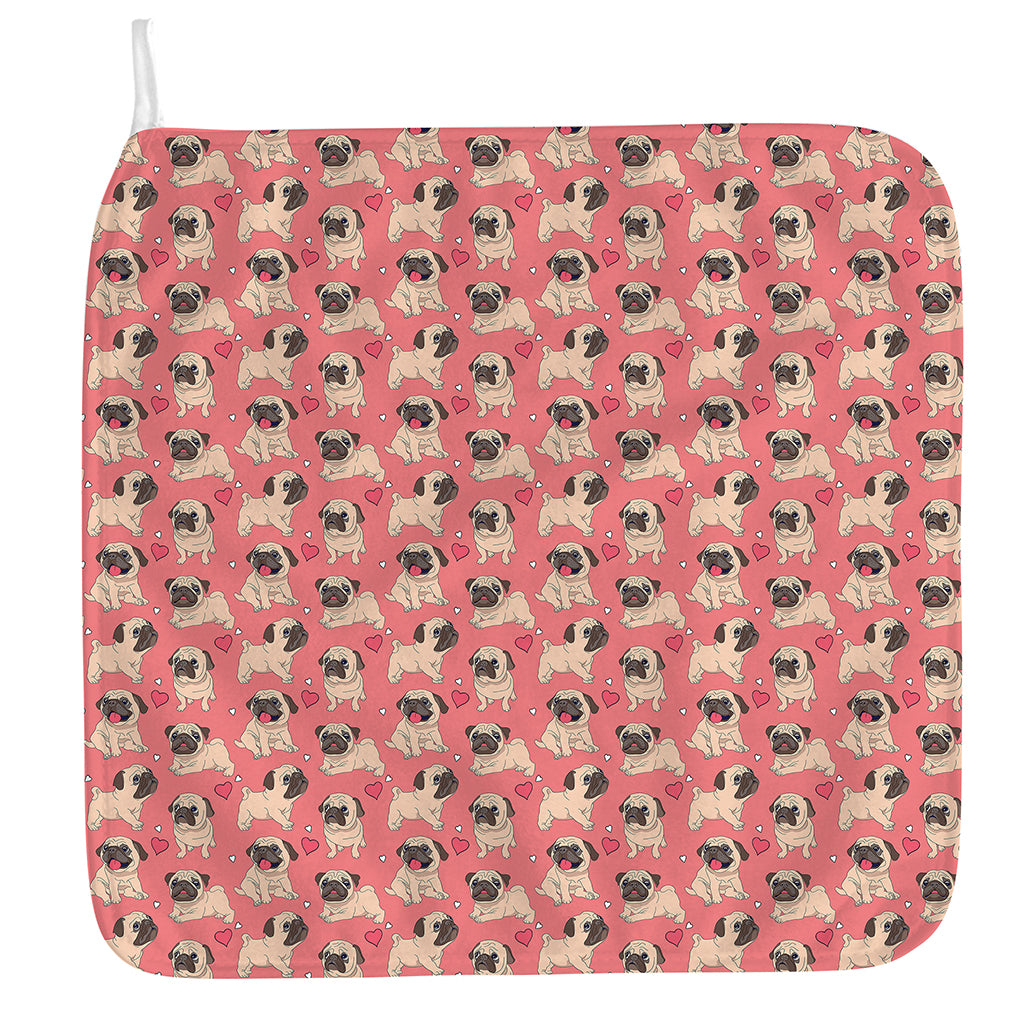 Love Pug Pattern Print Hand Towel
