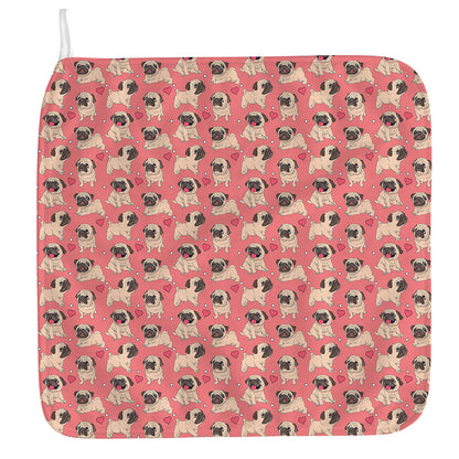 Love Pug Pattern Print Hand Towel