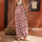 Love Pug Pattern Print Harem Pants