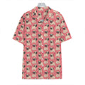 Love Pug Pattern Print Hawaiian Shirt