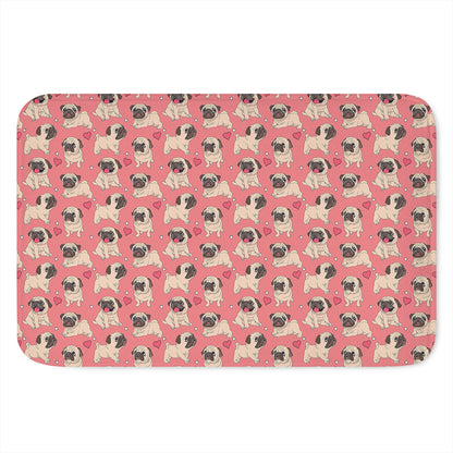 Love Pug Pattern Print Indoor Door Mat