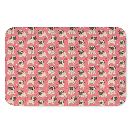 Love Pug Pattern Print Indoor Door Mat