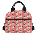 Love Pug Pattern Print Insulated Lunch Bag