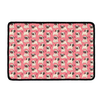 Love Pug Pattern Print Kitchen Mat