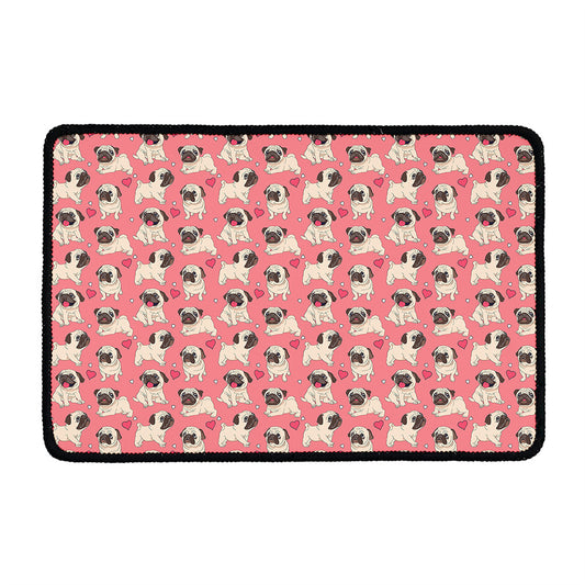 Love Pug Pattern Print Kitchen Mat