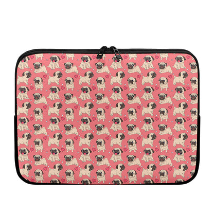 Love Pug Pattern Print Laptop Sleeve