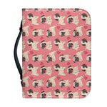 Love Pug Pattern Print Leather Bible Cover