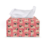 Love Pug Pattern Print Leather Tissue Box Cover