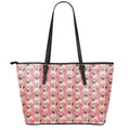 Love Pug Pattern Print Leather Tote Bag With Zipper