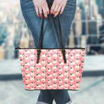Love Pug Pattern Print Leather Tote Bag