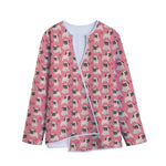Love Pug Pattern Print Long Sleeve Short Coat
