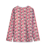 Love Pug Pattern Print Long Sleeve Short Coat