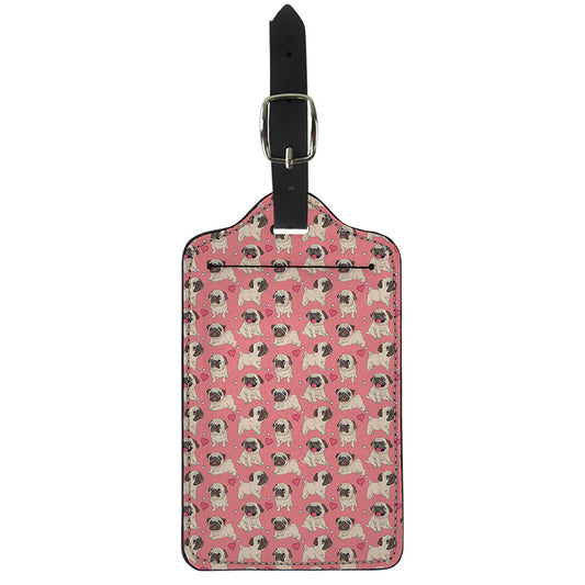 Love Pug Pattern Print Luggage Tag