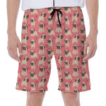 Love Pug Pattern Print Men's Beach Shorts