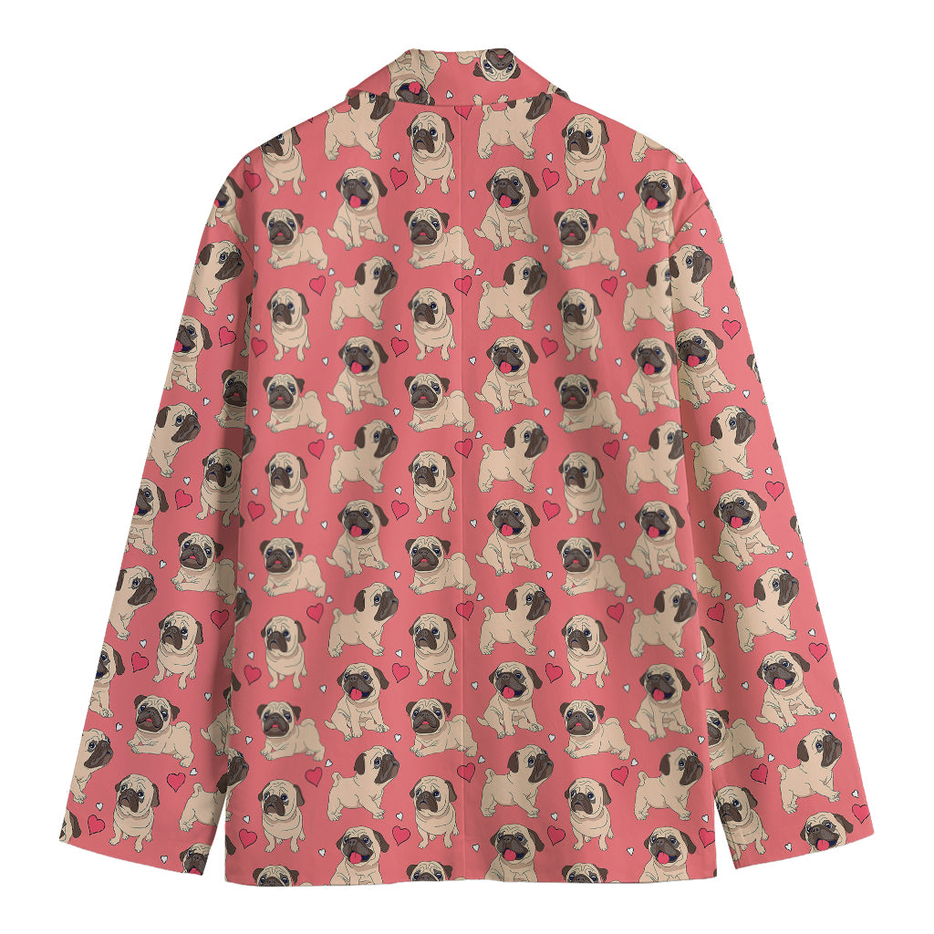 Love Pug Pattern Print Men's Blazer