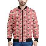 Love Pug Pattern Print Men's Bomber Jacket