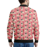 Love Pug Pattern Print Men's Bomber Jacket