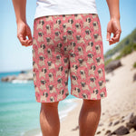 Love Pug Pattern Print Men's Cargo Shorts