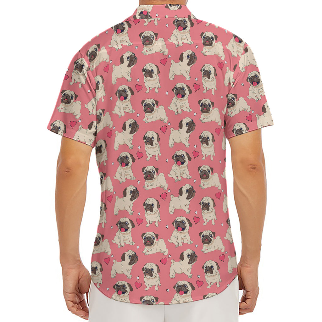 Love Pug Pattern Print Men's Deep V-Neck Shirt
