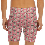 Love Pug Pattern Print Men's Long Boxer Briefs