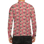 Love Pug Pattern Print Men's Long Sleeve Rash Guard