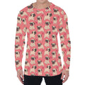 Love Pug Pattern Print Men's Long Sleeve T-Shirt