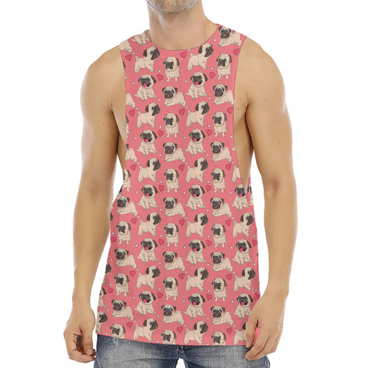 Love Pug Pattern Print Men's Muscle Tank Top