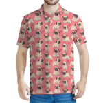 Love Pug Pattern Print Men's Polo Shirt