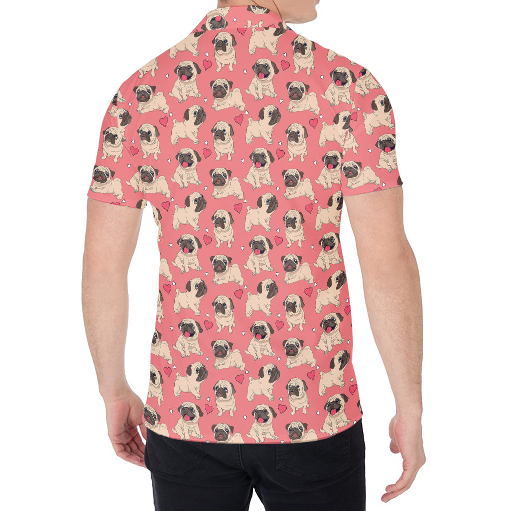 Love Pug Pattern Print Men's Shirt