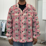 Love Pug Pattern Print Men's Shirt Jacket