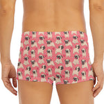 Love Pug Pattern Print Men's Short Boxer Briefs