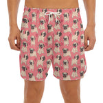 Love Pug Pattern Print Men's Split Running Shorts