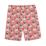 Love Pug Pattern Print Men's Sports Shorts