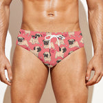 Love Pug Pattern Print Men's Swim Briefs