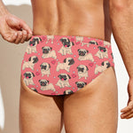 Love Pug Pattern Print Men's Swim Briefs