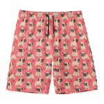Love Pug Pattern Print Men's Swim Trunks