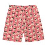 Love Pug Pattern Print Men's Swim Trunks
