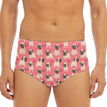 Love Pug Pattern Print Men's Triangle Swim Briefs