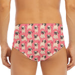 Love Pug Pattern Print Men's Triangle Swim Briefs
