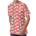 Love Pug Pattern Print Men's Velvet T-Shirt